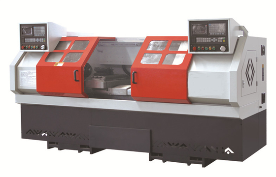 Çift milli CNC torna makinesi, yatay 2 baş diş açma makinesi